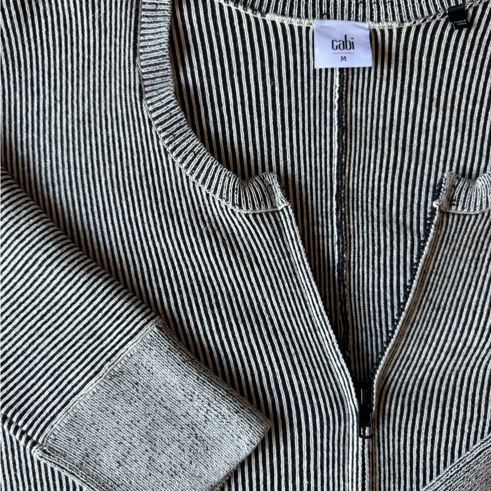 CAbi Black and White Striped Blazer